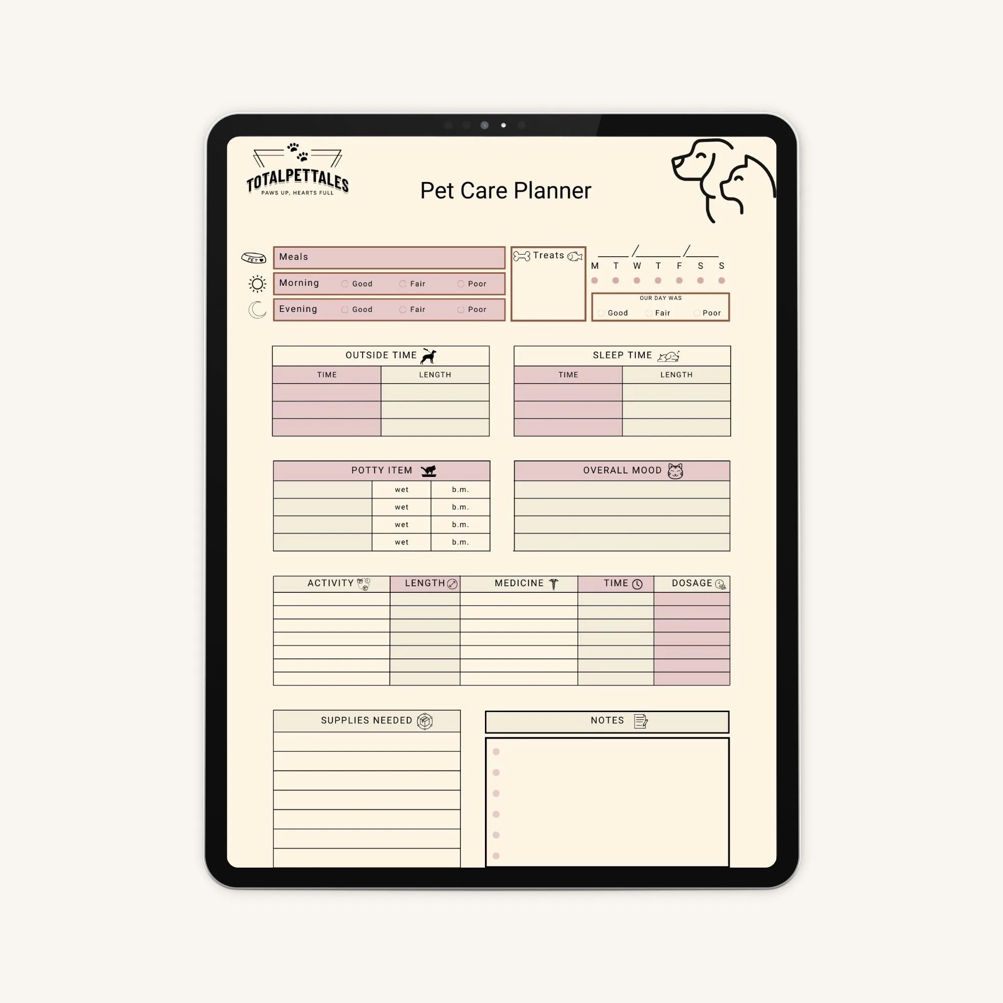 1 Simplistic Pet Care Planner